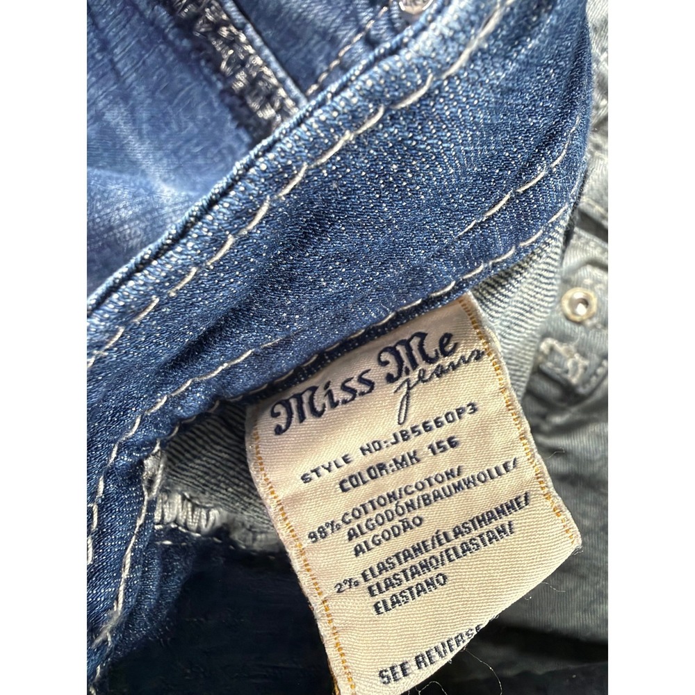 Miss Me Jeans Womens 34 Mid Wash Distressed Straight Leg Embroidered Flap Pocket - Picture 13 of 14